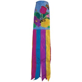 In the Breeze 4164 — 40-inch Floral Bee Windsock — Classic Colorful Outdoor Décor for Patios, Gardens, Yards