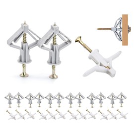 ANBOO Set of 100 Plasterboard Dowels, Cavity Dowels with Screws, Cavity Dowels Butterfly, Robust Dowel Set with Screws for Plasterboard, Drywall Anchors for Plasterboard Mounting