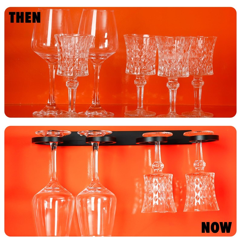 Wenqik Wall Mounted Wine Glass Rack Stemware Wine Glasses Holder