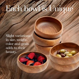 Woodard & Charles Acacia Wood Snack Serving Bowl, 6" x 2" (Set of 6)