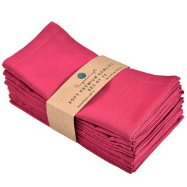 Dinner Cloth Napkins, Cotton Linen Blend Fabric 12 Pack, Premium Quality, Mitered Corners for Every Day Use Napkins are Pre Shrunk and Good Absorbency Color Fuchsia (Fuchsia)