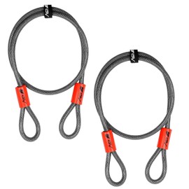 BV Heavy-Duty 4FT Security Cable Lock with Loops - 10mm (3/8 Inch) Cut-Resistant Braided Steel Cable-Versatile & Weatherproof - Security Chain for Padlock, Chain Lock, Wire Lock (Pair)