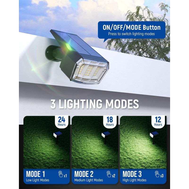 AUDERWIN Solar Spot Lights Outdoor Waterproof 2 Pack IP65, 63