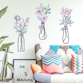 Zzbakress - 3 piezas de flores de metal para decoración rústica de granja, decoración de pared para baño, comedor, decoración minimalista para inauguración de la casa (multicolor) (rosa morado)
