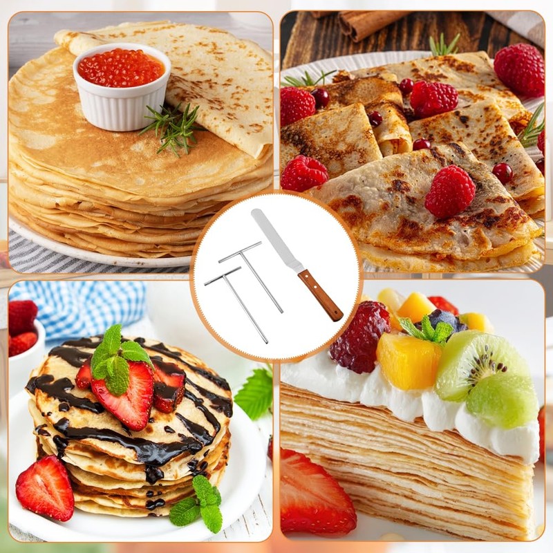 Crepe Spreader and Spatula Kit,Stainless 3 Pack Steel Pancake Tool