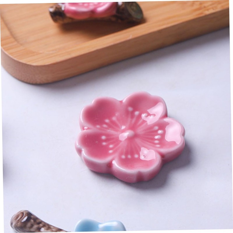 LIFKOME Cherry Blossom Chopstick Holder 6pcs Ceramic Chopstick Racks for