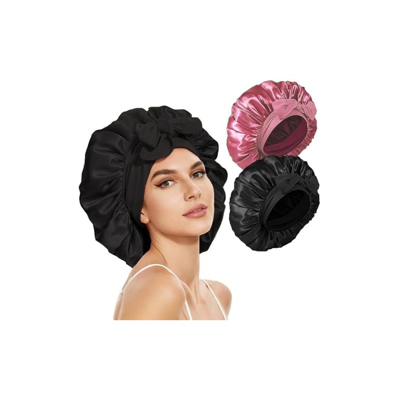 Meajax 2 Piezas Gorro de Pelo Rizado de Satén,Gorro de