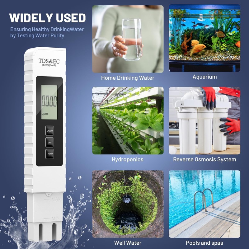 gliship TDS Meter Digital Water Tester, 3 in 1 TDS