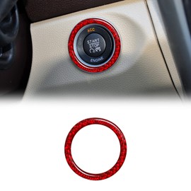 ramuel Compatible with Carbon Fiber Engine Start Stop Button Ring Trim Interior Accessories for Dodge Ram 1500 2500 3500 2013 2014 2015 2016 2017 2018 2019 (1pcs Red)
