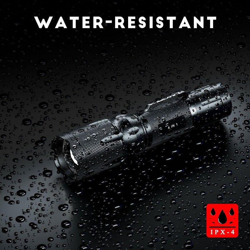 METII Multicolor Flashlight Rechargeable, Red, Green, Blue & White Light