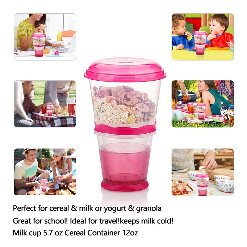 INOGIH Cereal On the Go Cups Breakfast-Portable Drink-Cup Cereal To-Go