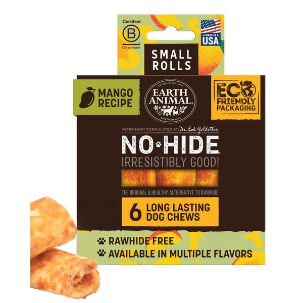 Earth Animal No-Hide Rolls Mango Vegetarian Recipe Small Natural Rawhide