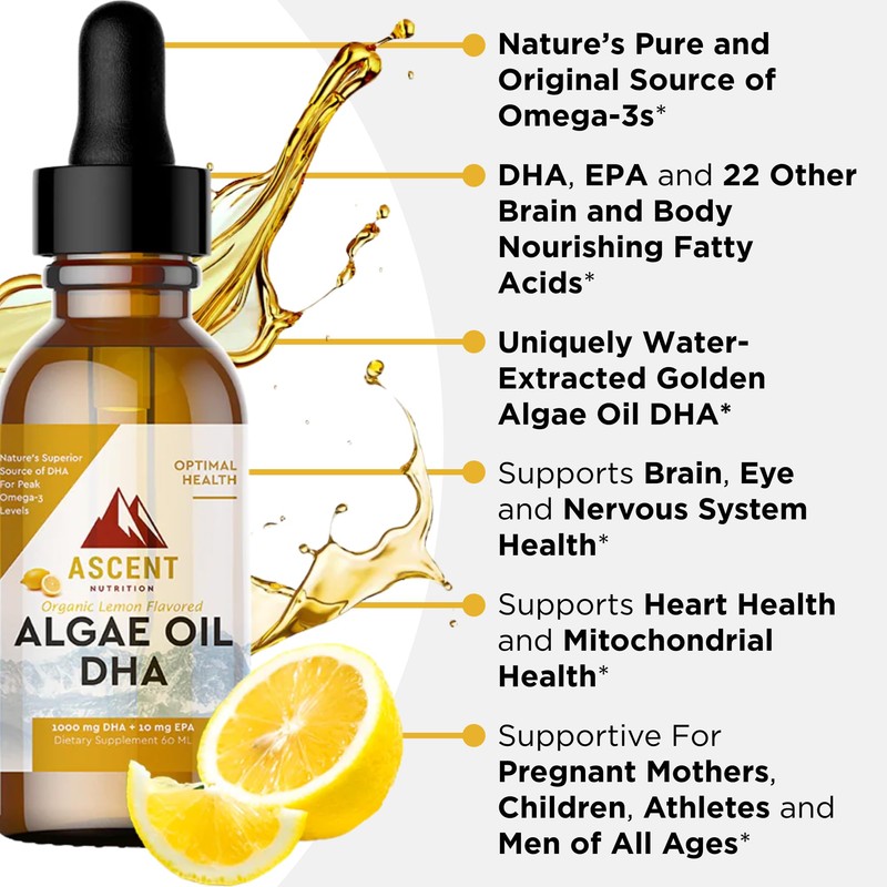 Ascent Nutrition Algae Oil DHA Omega-3's | Vegan and Vegetarian