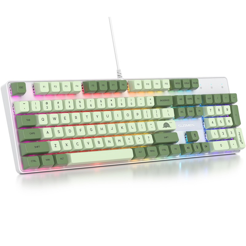 Fogruaden Mechanical Keyboard, Green Matcha, Wired USB 104 Key RGB