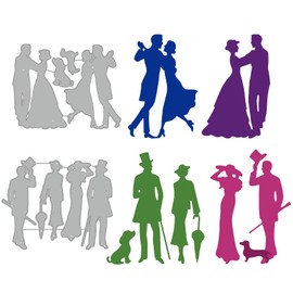 GLOBLELAND Retro Dress Couples Cutting Dies Couple Walking Dog Retro Dress Couples Dancing Embossing Stencils Template for Card Scrapbooking and DIY Craft Album Paper Card Decor