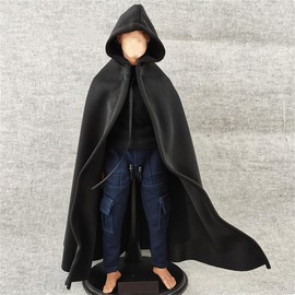 Panchitalk 1/6 Scale Soldier Cloak Gown Hooded Cape for 12'' Male Feamle Action Figure Body Clothes(Black)