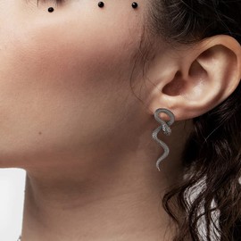 HZMAN Retro Snake Earrings for Women Stainless Steel Gothic Punk Snake Stud Earring Biker Party Jewelry Gift