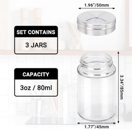 Segarty Spice Jars, 3 Pack 3 oz Spice Bottles with Shaker Lids, Glass Empty Seasoning Containers with Adjustable Pour Holes for Kitchen Spice Storage Stainless Steel Flow Top Salt and Pepper Shakers | Segarty
