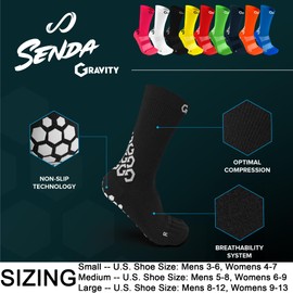 SENDA Gravity Pro Grip Socks with Non-Slip Technology, Soccer, Running, Basketball, Unisex, Crew Length, Green, Large