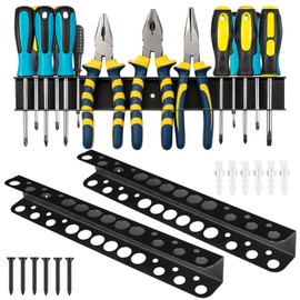 Otoolling 2 Pack 15.75 Inch Screwdriver Organizer Heavy Duty Wall Mount Metal Pliers Rack Holder Hand Tool Organizers and Storage Rack Peg Board for Screw Driver Pliers Garage Workshop Tool Chest Cart