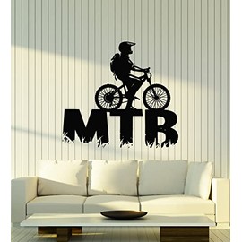 Vinyl Wall Decal Mountain Bike Bicycle Cycle Extreme Sport Stickers Mural Large Decor (g6189) Black