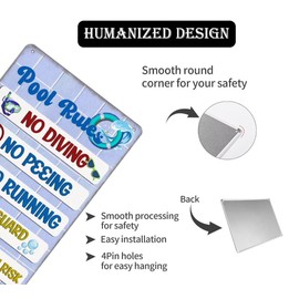 Pool Rules Metal Sign Vintage Swim At Your Own Risk Pool Sign Outdoor Home Patio Wall Decor Swimming Pool Party Signs for Backyard Deck Beach Decor 8x12 Inch