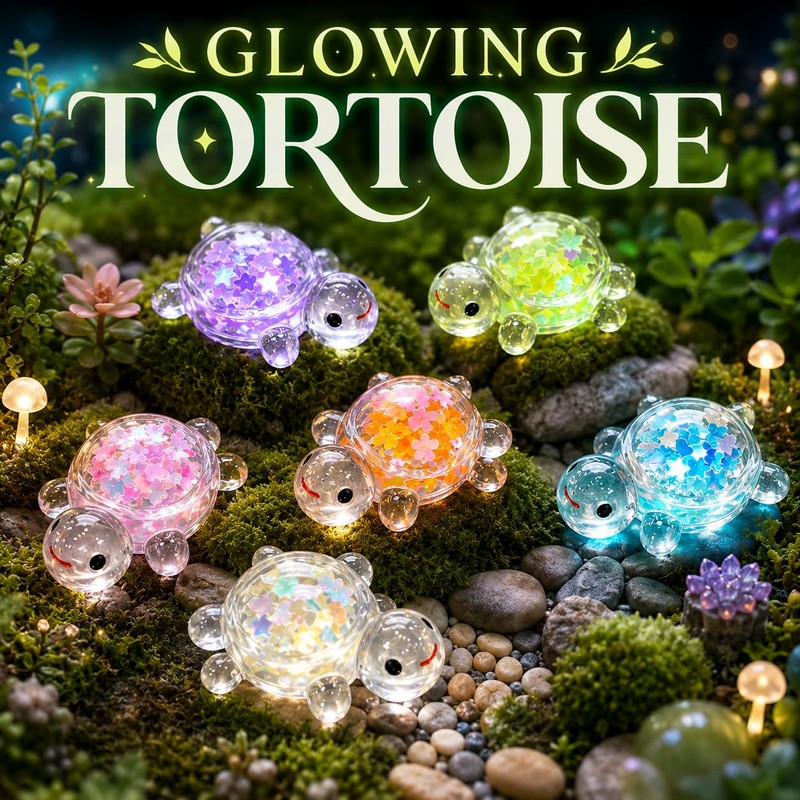 ElvenJoy 20Pcs Mini Turtles with Glitter and Glow Effect, Transparent
