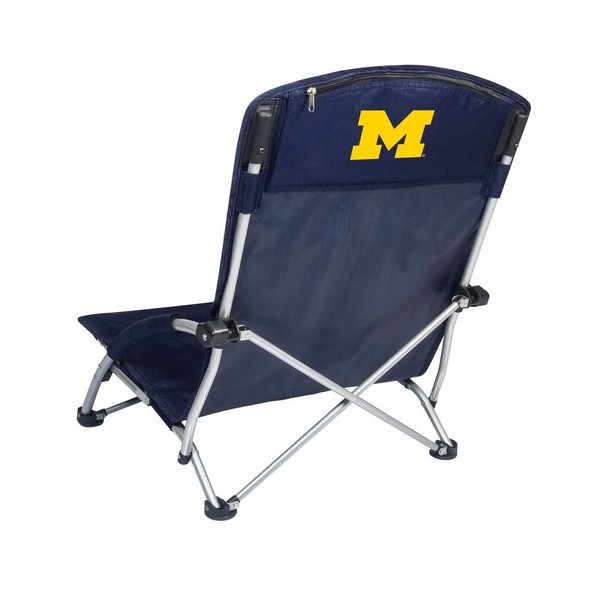 PICNIC TIME NCAA Michigan Wolverines Tranquility Beach Chair with Carry Bag - Low Beach Chair for Adults - Low Lawn Chair