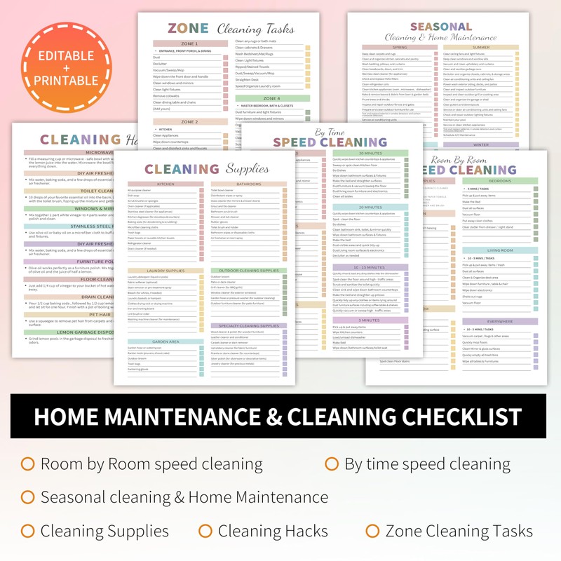 ADHD Cleaning Planner for Adults Women, Cleaning Schedule and Checklist