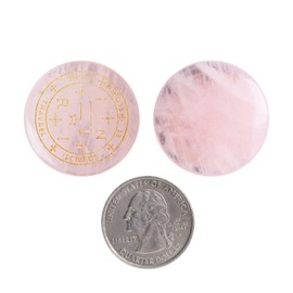 dssmboom Set of 7 Polished Rose Quartz Crystals Engraved with Magic Archangel Symbols, Wicca Stones for Chakra Balancing, Decorative Pocket Worry Palm Stone for Home Decoration