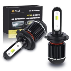 Alla Lighting 5200lm H7 LED Switchback Fog Lights Bulbs, Dual Color 6000K Xenon White/3000K Amber Yellow PX26d Base 12V Lamps Replacement