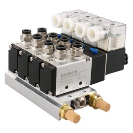 Baomain Solenoid Valve 4V210-08 AC 110V PT1/4 2 Position 5 Way 4 Pneumatic with Manifold Base