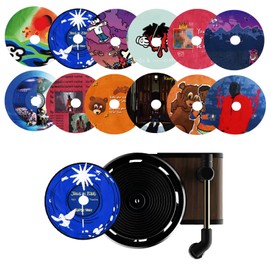 Car Air Freshener Set, 12 Pieces, Vinyl Album Cover Design, Car Vent Clip Diffuser, Retro Record Player Style for Fans Gift (A-KY, Ocean)