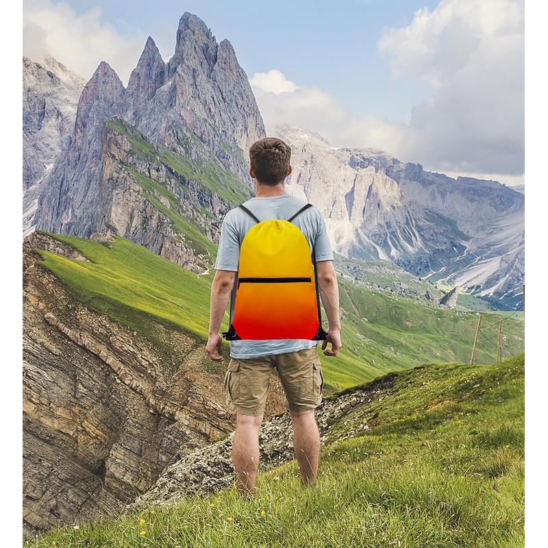 HOLYLUCK Drawstring Backpack Bag Sport Gym Sackpack, Gradient Orange and