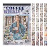 NatSumeBasics Coffee Weekly Scrapbook Stickers Book, 20 Scrapbook Papers with