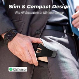 HPSH Air Wallet, Smart Wallet Imbed with Tracker, FindMy Compatible (iOS only), RFID Blocking Credit Card Holder Money Clip, Anti Lost Slim Wallet Locator, Ideal Minimalist Gifts of Men (Orange)