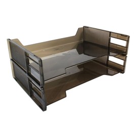 Charola Organizadora Papelera Apilable 2 Niveles Negra Apilable Carta Organizador de Escritorio