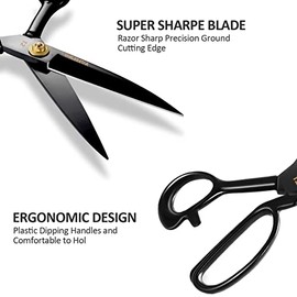Tijeras de costura - Tijeras de costura profesional de 30.5 cm Tijeras afiladas de acero de alto carbono, tijeras de cuero resistentes para cortar tela, ropa, cuero, materias primas