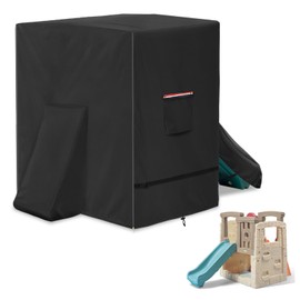 Exokugo Outdoor Playground Cover,Heavy Duty 600D Waterproof Toddler Playground Cover for Step 2 Playhouse with Slide & Toddler Climbing Wall Toys & Backyard Kids Playground,Black