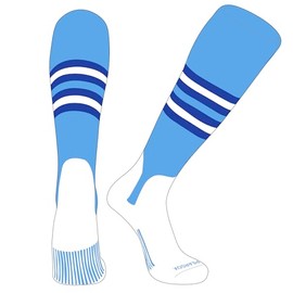 PEAR SOX OTC Baseball Softball Stirrup Socks (F, 5in) Sky Blue, Royal, White (XL)