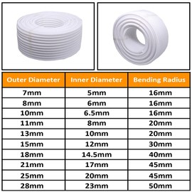 MOCNT Corrugated Pipe Car Cable Protection Tube Car PP Cable Tube Flexible Empty Tube Insulation Tube Cable Protection Pipe Corrugated Hose Cable Management White Exterior 7 mm Length 15 m