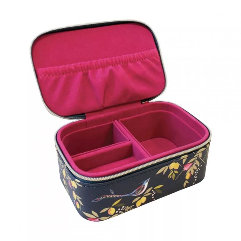 Sara Miller Navy Orchard Birds Travel Jewellery Case Box ORGANIZER