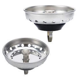 ELAORY 2 Pack Sink Drain Strainer, Kitchen Sink Drain Strainer Stopper, Kitchen Sink Drain Stopper, 2-in-1 Stainless Steel Spring Clip Kitchen Sink Basket Strainer for Standard Drains(3-1/2 Inch)