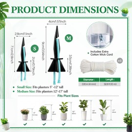 20 Pack Self Watering Spikes for Plants with Wick Rope,Medium
