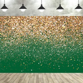 8x6ft Green and Gold Backdrop Golden Spots Backdrop for Photography Vintage Astract Background for Family Birthday Party Newborn Studio Props