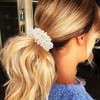 Fashey Pearl Hair Tie Elastic Ponytail Holders White Beaded Hair