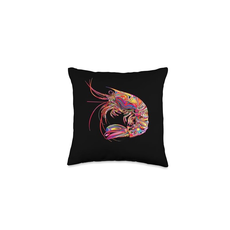 Cherry Shrimp Psychedelic Throw Pillow