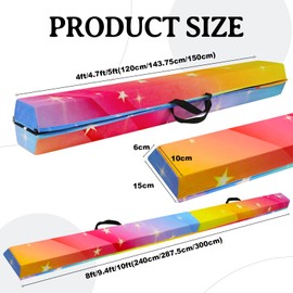 FINCOME 10FT Folding Balance Beam, Portable Gymnastics Beam Equipment with Non Slip Rubber Base & Suede Cover for Training/Practice/Professional Home Exercise