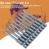 10 Pieces Triangle Screwdriver Bits 1/4 Inch Shank 65 mm