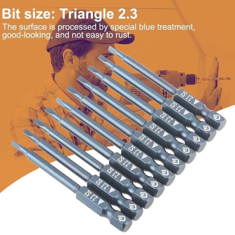 10 Pieces Triangle Screwdriver Bits 1/4 Inch Shank 65 mm